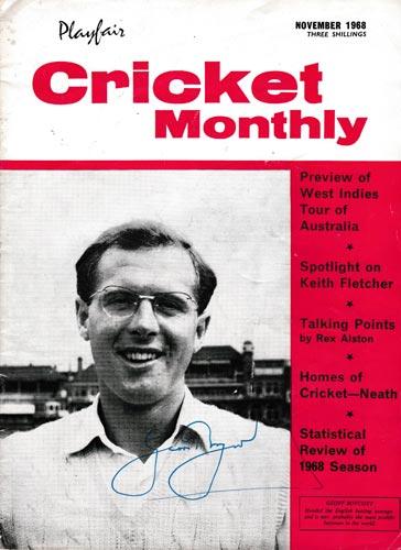 Geoff-Boycott-autograph-signed-yorkshire-cricket-memorabilia-playfauir-cricket-monthly-november-1968-england-batsman-cover-spectacles-glasses