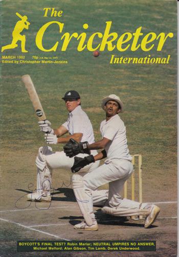 Geoff Boycott signed Cricketer magazine cover