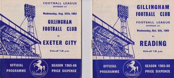 Gillingham-football-memorabilia-1965-programme-exeter-city-reading-town-the-gills-fc-priestfield-stadium