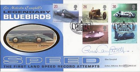 Gina-Campbell-signed-Bluebird-world-Land-Speed-record-FDC-first-day-cover-silverstone-Sir-Donald-Malcolm-Campbell-Proteus