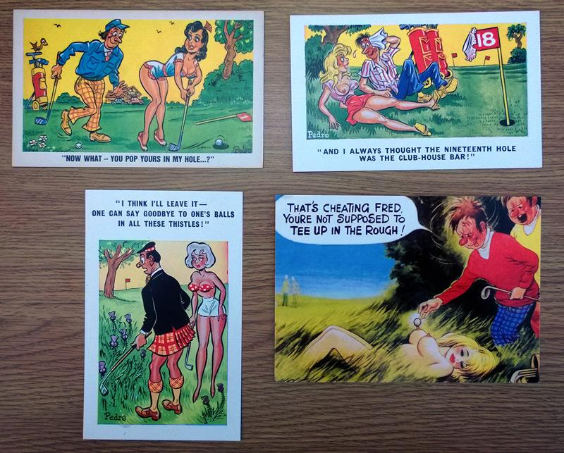 Golf-Memorabilia-Golfing-humour-Golf-Postcards-by-Pedro-sexy-saucy-risque-seaside-naughty-postcard