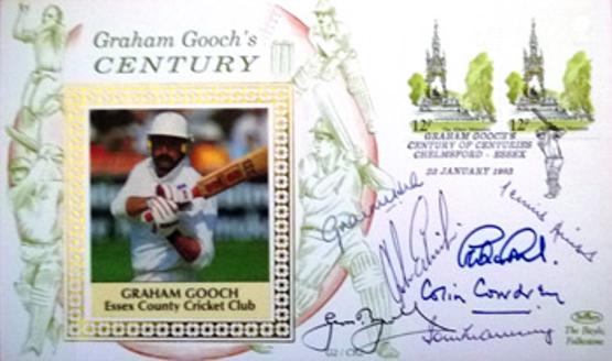 Graham Gooch autographed signed first day cover century of centuries essex cricket cowdrey hutton boycott hick edrich graveney