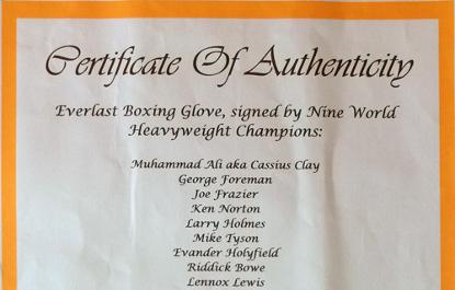 Heavyweight-champions-signed-boxing-glove-boxing-memorabilia-Muhammad-Ali-Memorabilia-Joe-Frazier-Memorabilia-Ken-Norton-Memorabilia-Lennox-Lewis-Memorabilia-George-Foreman-Memorabilia-COA