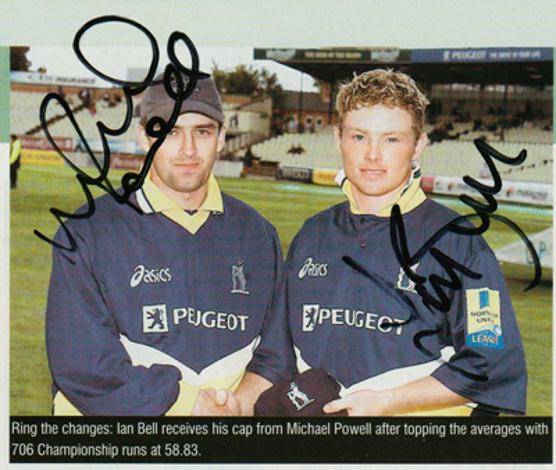 Ian-Bell-autograph-signed-England-cricket-memorabilia-Warks-CCC-Warwickshire-Bears-County-cap-michael-powell-captain