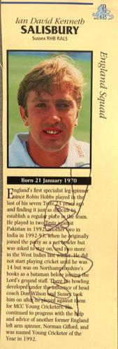 Ian-Salisbury-autograph-signed-Sussex-cricket-memorabilia-england-test-match-leg-spinner-bowler-surrey-CCC