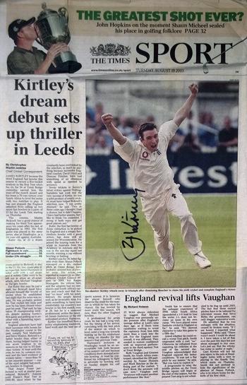 JAMES-KIRTLEY-autograph-signed Sussex-cricket-memorabilia-England-test match cricket-bowler