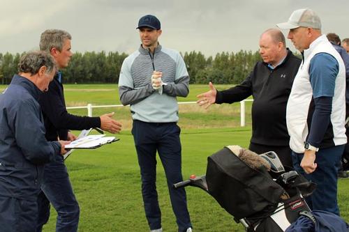 James-Anderson-Joe-Denly-testimonial-golf-day-Royal-St-Georges-first-tee-kevin-igglesden-paul-thorburn