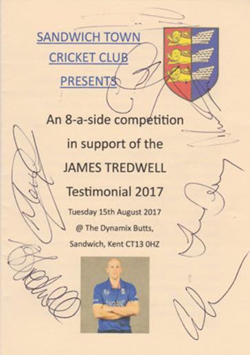 James-Tredwell-memorabilia-Testimonial-2017-8-a-side-competion-Sandwich-town-Cricket-club-Kent-KCCC-signed-sam-northeast-autograph-geraint-jones-matt-coles-joe-denly