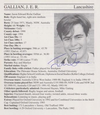 Jason-Gallian-autograph-signed-lancashire-cricket-memorabilia-signature-england-batsman-1995-lancs-county-cricketers-whos-who