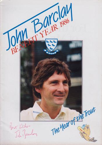 John-Barclay-autograph-signed-Sussex-CCC-Cricket-memorabilia-sharks-captain-benefit-brochure-testimonial-1986-year-of-the-trout