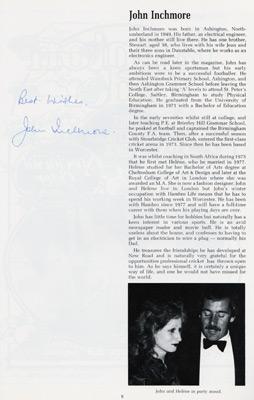 John-Inchmore-autograph-signed-worcs-cricket-memorabilia-1985-testimonial-Benefit-brochure-worcestershire-ccc-signature
