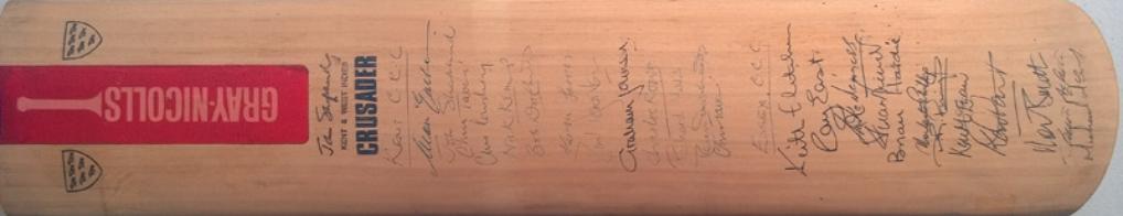 John-Shepherd-autograph-signed-Kent-cricket-memorabilia-KCCC-West-Indies-Essex-Sussex-Hampshire-Underwood-Cowdrey-Ealham-Tavare-Downton-gray-nicolls-bat