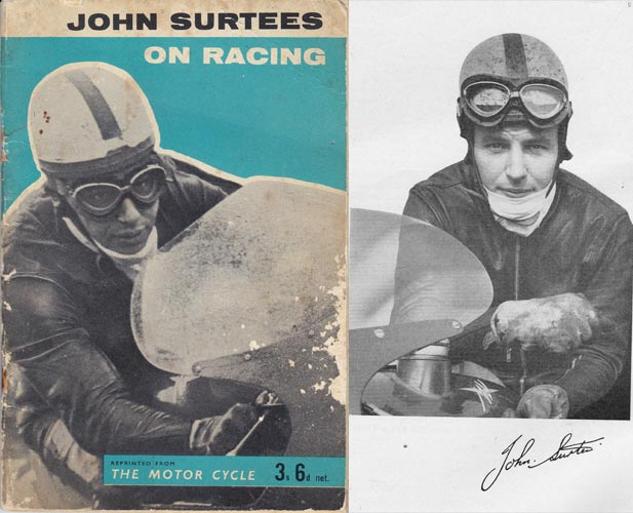 John-Surtees-memorabilia-on-racing-book-the-motor-cycle-magazine-reprint--1960-first-edition-formula-one-bike-booklet-autograph-signature