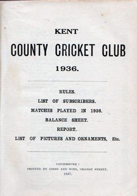 Kent-Cricket-memorabilia-1936-yearbook-club-handbook-kccc-members-history-statistics-results-rules-kccc-county-records
