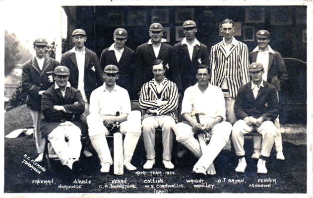 Kent-cricket-memorabilia-KCCC-1925-County-cricket-postcard-Frank-Woolley-Tich-Freeman-Hubble-Wright-Cornwallis-Hardinge