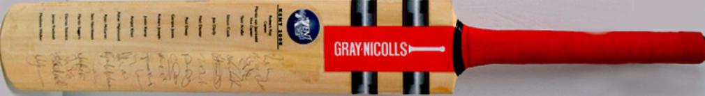 Kent-cricket-memorabilia-KCCC-autograph-signed-2008-official-Gray-Nicolls-bat-Rob-Key-Van-Jaarsveld-Kemp-Khan-Mahmood-Arafat-Geraint-Jones-memorabilia-Spitfires