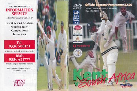 Kent-cricket-memorabilia-KCCC-memorabilia-signed-South-Africa-cricket-memorabilia-1998-tour-programme-england-test-autograph-St-Lawrence-ground-Proteas