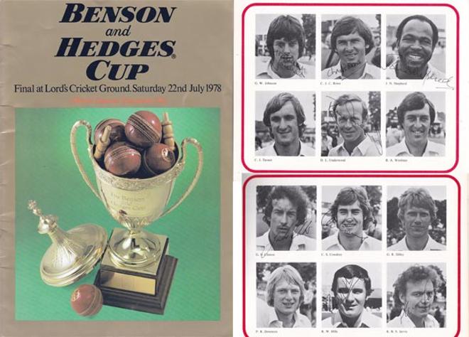 Kent-cricket-memorabilia-signed-1978-Benson-and-hedges-cup-final-programme-derbys-ccc-lords-champions-winners-team-autographs-kccc