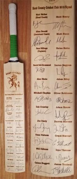 Kent cricket memorabilia spitfires squad signed 2018 full size cricket bat sam billings autograph darren stevens matt henry joe denly zak crawley dbd matt walker allan donald kccc