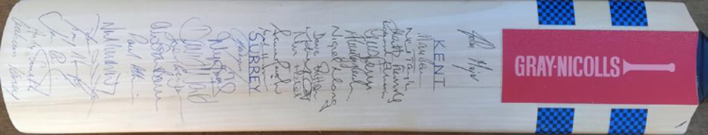 Kent-cricket-memorabilia-squad-signed-bat-surrey-ccc-1999-2000-carl hooper john major autograph mark benson alan igglesden taylor marsh ellison fulton