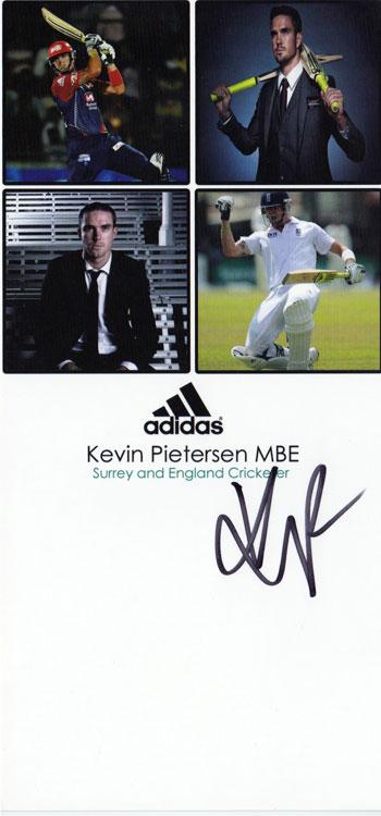 Kevin-Pietersen-signed-autographed England and Surrey cricket Adidas-promo-card memorabilia front 750
