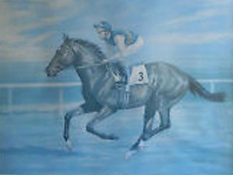 Lester-Piggott-memorabilia-nijinsky-print-madeline-selfe-artist-signed-horse-racing-epsom-derby-triple-crown-sangster-framed