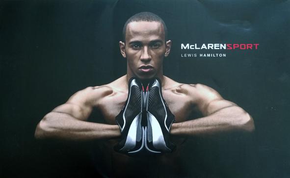 Lewis-Hamilton-Formula-One-memorabilia-F1-world-champion-McLaren-racing-sports-shoes-Mercedes-advertising-poster