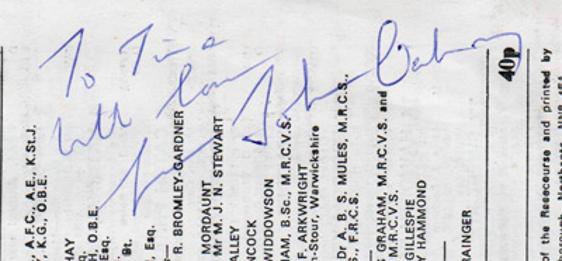 Lord-John-Oaksey-autograph-signed-horse-racing-memorabilia-cheltenham-racecourse-programme-injured-jockeys-fund-itv-signature