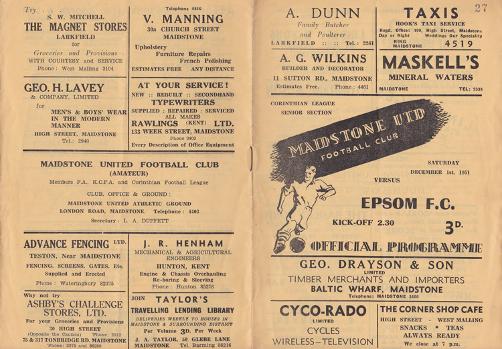 Maidstone-United-Urd-football-memorabilia-1951-official-match-day-programme-epsom-stones-750