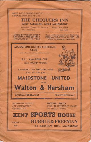 Maidstone-United-Urd-football-memorabilia-1962-official-match-day-programme-FA-Amateur-Cup-Walton-Hersham-320