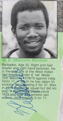 Malcolm-Marshall-autograph-signed-West-Indies-cricket-memorabilia-Hampshire-Hants-CCC-Barbados-Scotland-Natal-MCC-Denzil-signature