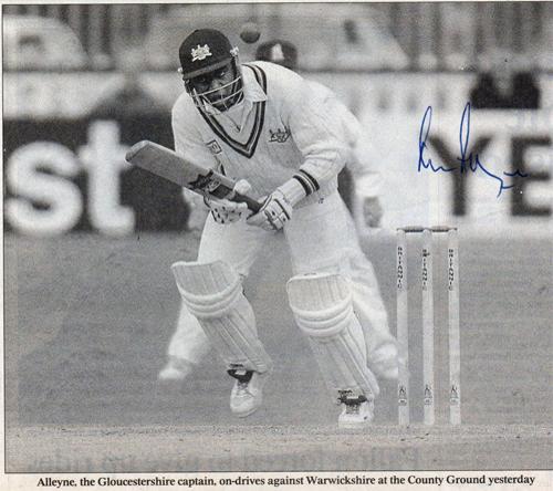Mark-Alleyne-autograph-signed-Gloucestershire-Gloucs-CCC-cricket-memorabilia-newspaper-article-warks-captain-picture-batting-signature