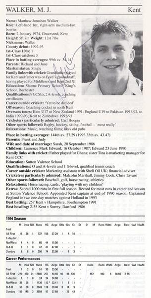 Matt-Walker-autograph-signed-kent-cricket-memorabilia-signature-captain-england-batsman-walks-matthew-kccc-1995-county-cricketers-whos-who-coach