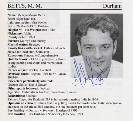 Melvyn-Betts-autograph-signed-durham-cricket-memorabilia-signature-1995-county-cricketers-whos-who