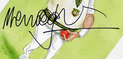 Merv Hughes memorabilia Australia cricket memorabilia signed John Ireland print book page autograph