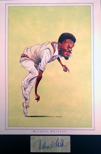Michael-Holding-autograph-signed-John-Ireland-print-West-Indies-cricket-memorabilia-Jamaica-Whispering-Death