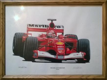 Michael-Schumacher-memorabilia-Ferrari-formula-one-signed-print-artist-KW-Davies-autograph-F1-motorsport-tifosi
