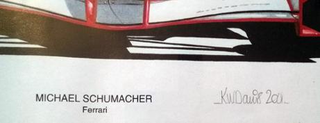 Michael-Schumacher-memorabilia-Ferrari-formula-one-signed-print-artist-KW-Davies-autograph-F1-motorsport-tifosi-signature
