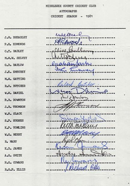 Middlesex-CCC-1981-signed-team-sheet-350-cricket-memorabilia