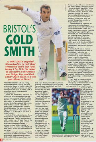 Mike-Smith-autograph-signed-Gloucs-ccc-cricket-memorabilia-England-fast-bowler-gloucestershire-signature-Cricketer-magazine-nat-west-final-preview-pic-left-armer