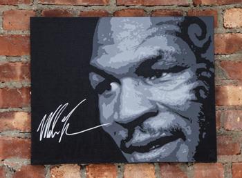 Mike-Tyson-memorabilia-signed-boxing-memorabilia-Iron-Mike-Ramirez-painting-artwork-autograph-portrait-signature wall