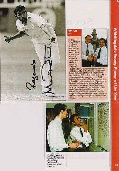 Min-Patel-autograph-min-patel-memorabilia-signed-Kent-cricket-memorabilia-whiitingdale-youg-player-of-the-year-bexley-cc-min-the-spin-England-Test-spinner-KCCC