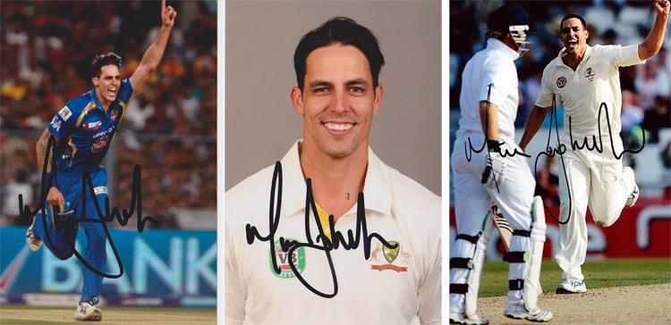 MITCHELL JOHNSON hand-signed Australia cricket photos