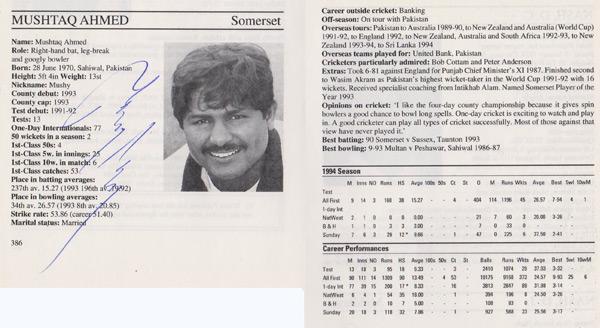 Mushtaq-Ahmed-autograph-signed-somerset-cricket-memorabilia-sussex-ccc-pakistan-leg-spinner-whos-who-signature
