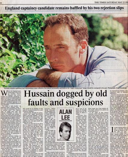 NASSER-HUSSAIN-autograph-signed-Essex-cricket-memorabilia-England-test-match-captain-batsman-1998-averages-times-newspaper-article