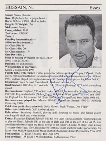 Nasser-Hussain-autograph-signed-Essex-cricket-memorabilia-signature-england-captain-batsman-1995-county-cricketers-whos-who-ashes-sky-cricket
