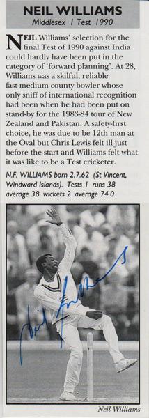 Neil-Williams-autograph-signed-Middlesex-cricket-memorabilia-Middx-CCC-county-fast-bowler-england-test-match-cap-1990