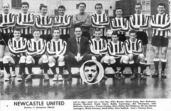 Newcastle-United-football-memorabilia-1964-65-Division-Two-champions-signed-team-photo-pic-David-Craig-autograph-Bobby-Moncur-St-James-Park-Toon-Army