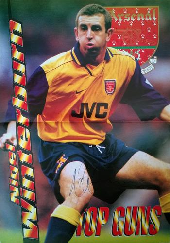 Nigel-Winterburn-signed-Arsenal-FC-football-poster-memorabilia-top-gunners-autograph-AFC