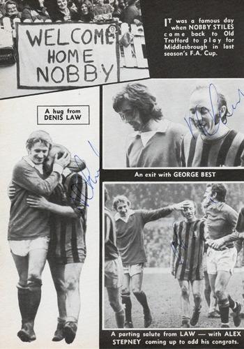 Nobby Stiles signed Man Utd fc football memorabilia middlesborough old trafford law best stepney
